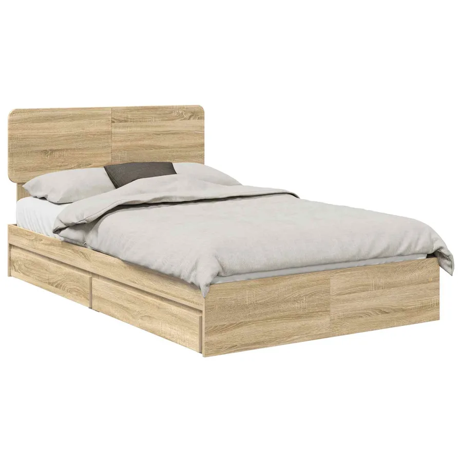 Lit de Rangement Chêne Sonoma 135 x 190 cm Bois d'ingénierie - 2