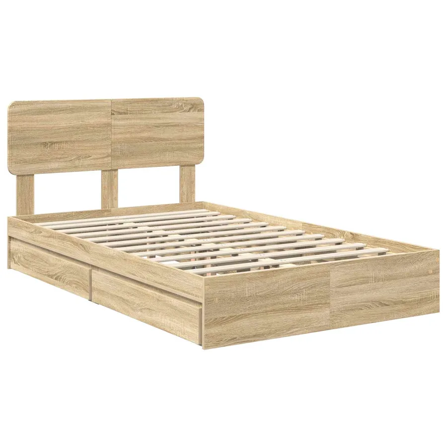 Lit de Rangement Chêne Sonoma 135 x 190 cm Bois d'ingénierie - 4