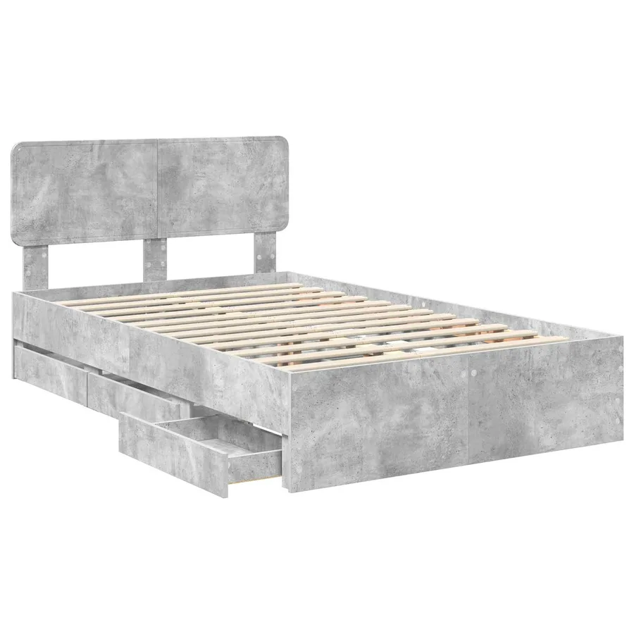 Cadre de lit Gris Béton 135 x 190 cm Bois d’ingénierie - 5