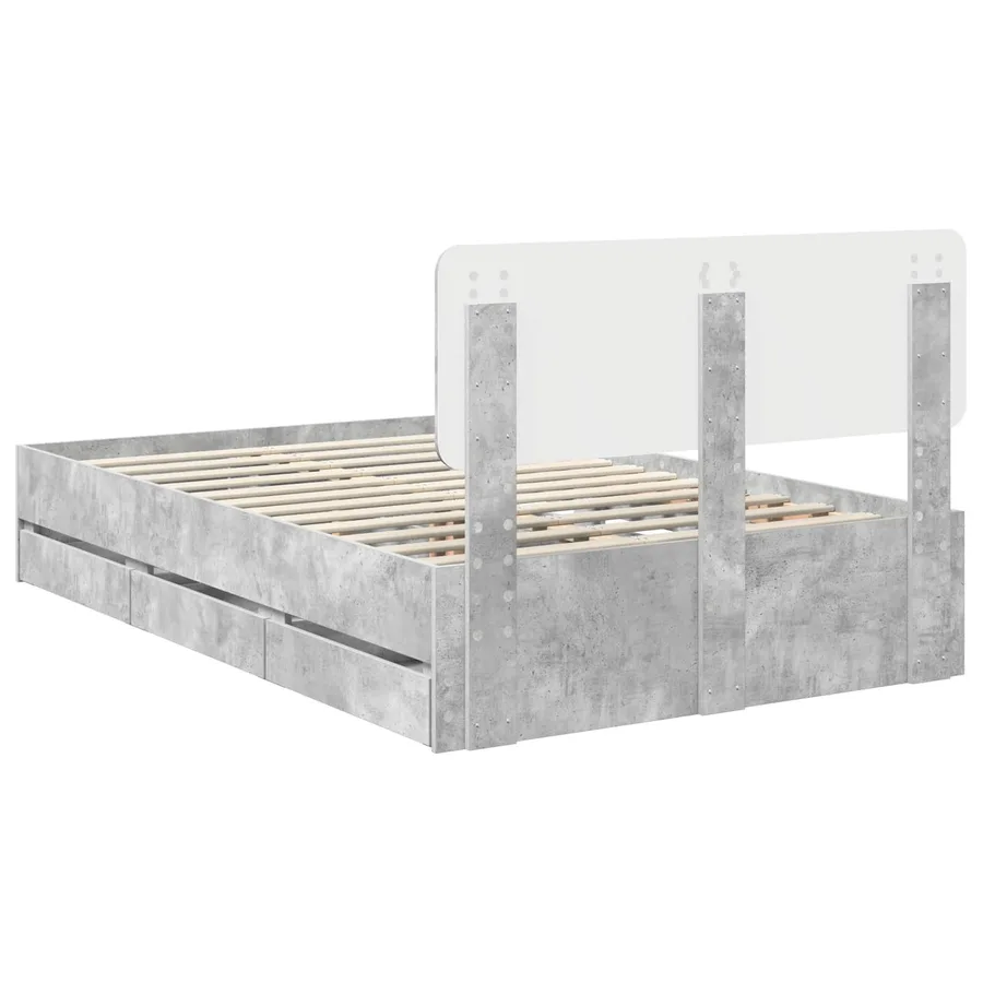 Cadre de lit Gris Béton 135 x 190 cm Bois d’ingénierie - 8
