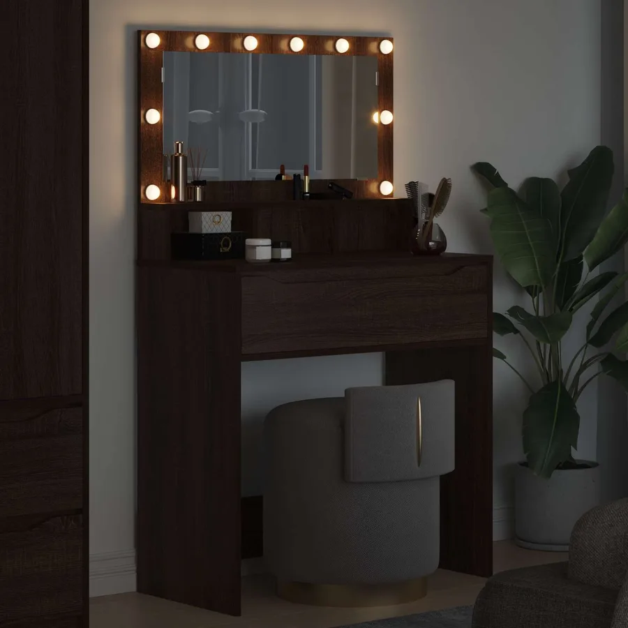 Tables de maquillage pour chambre Chêne brun 80 x 39,6 x 135 cm - 4