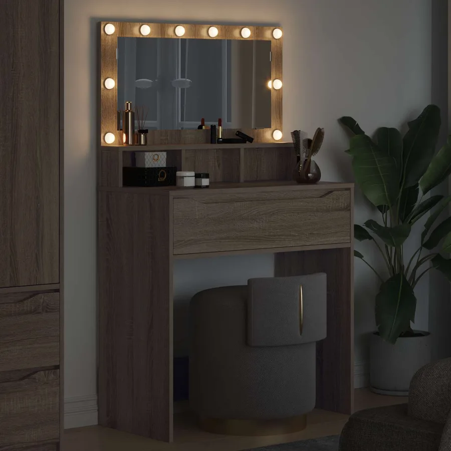 Tables de maquillage pour chambre avec tiroir Chêne Sonoma - 4