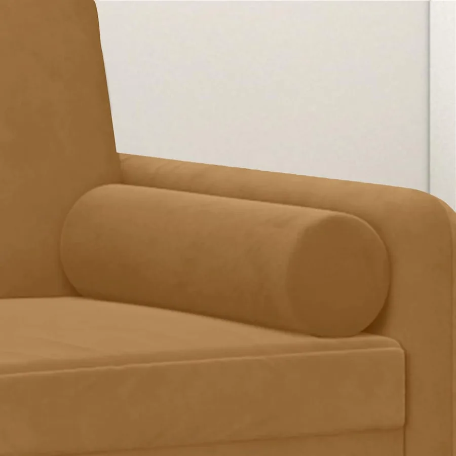 Coussins décoratifs lot de 2 Marron Ø15x50 cm Velours - 5