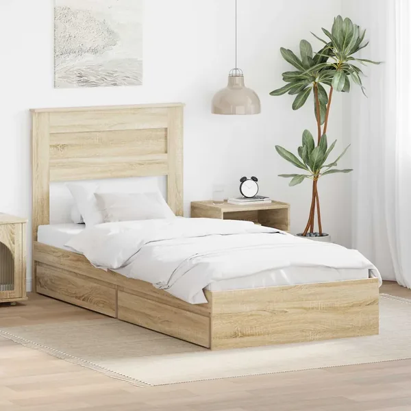 Lit de Rangement Chêne Sonoma 90 x 190 cm Bois d'ingénierie