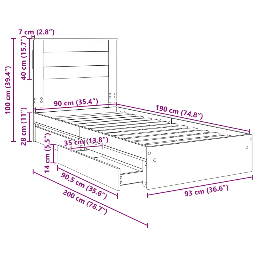 Lit de Rangement Chêne Sonoma 90 x 190 cm Bois d'ingénierie - 14