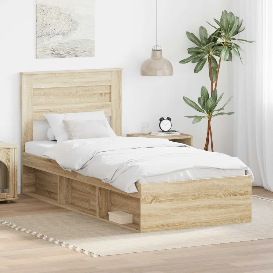 Cadre de lit Chêne Sonoma 90 x 200 cm Bois de pin massif