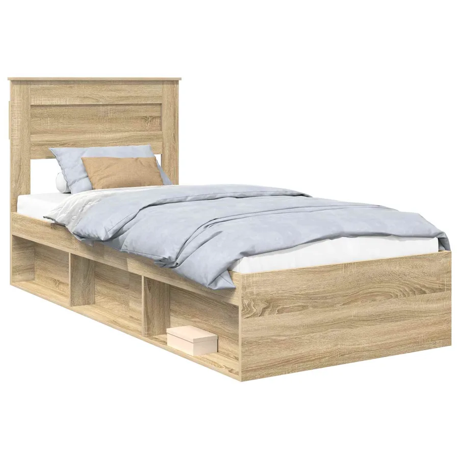 Cadre de lit Chêne Sonoma 90 x 200 cm Bois de pin massif - 2