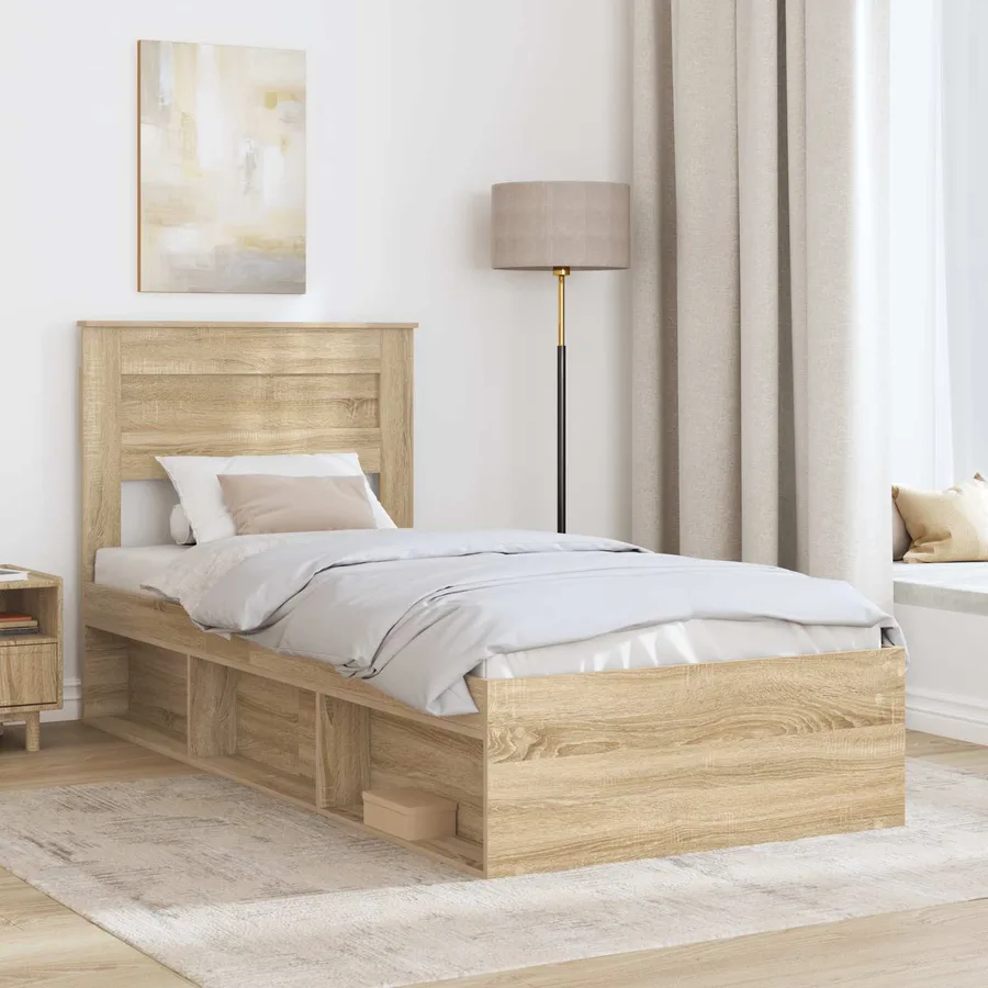 Cadre de lit Chêne Sonoma 90 x 200 cm Bois de pin massif - 3