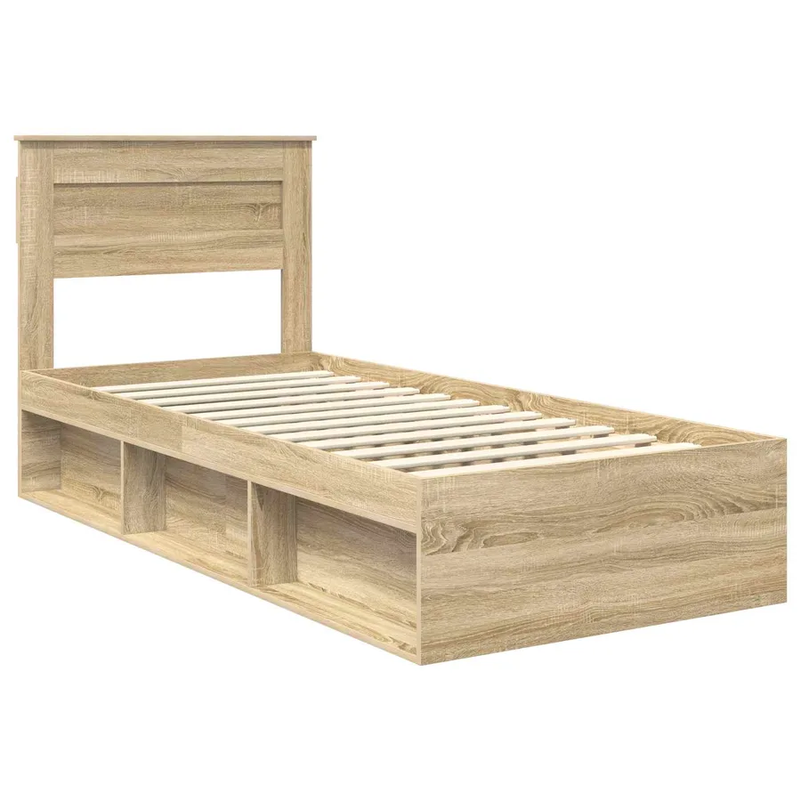 Cadre de lit Chêne Sonoma 90 x 200 cm Bois de pin massif - 4