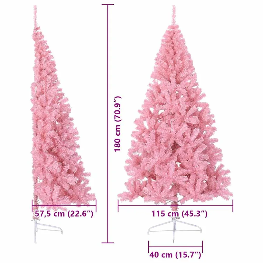 Sapin de Noël artificiel pré-éclairé Rose 180 cm PVC - 16