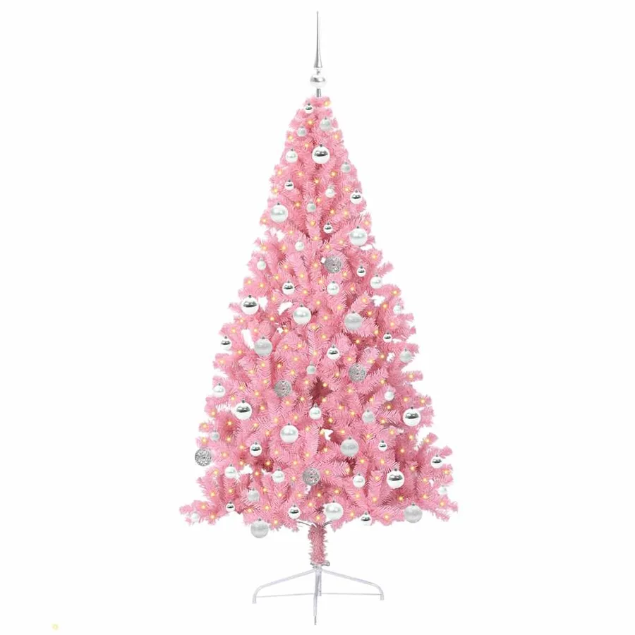 Sapin de Noël artificiel pré-éclairé Rose 180 cm PVC - 3