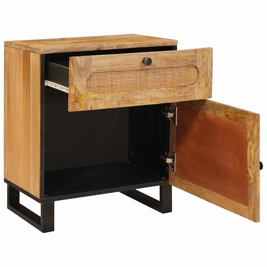 Cabinet de chevet Naturel 50 x 33 x 60 cm Bois de mangue massif - 2