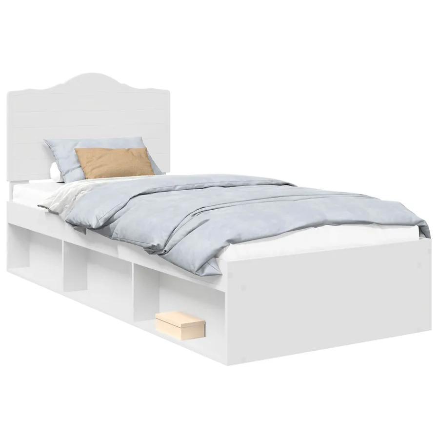 Cadre de lit avec tête de lit Blanc 75 x 190 cm Pin massif - 2