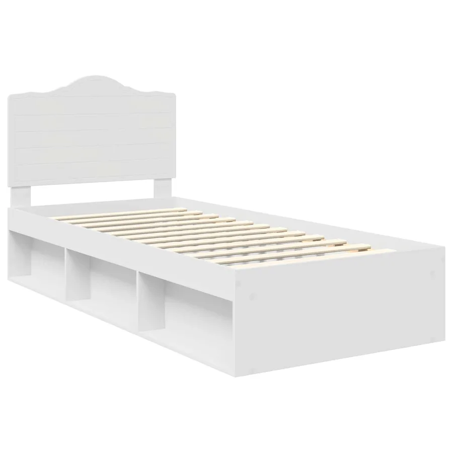 Cadre de lit avec tête de lit Blanc 75 x 190 cm Pin massif - 4
