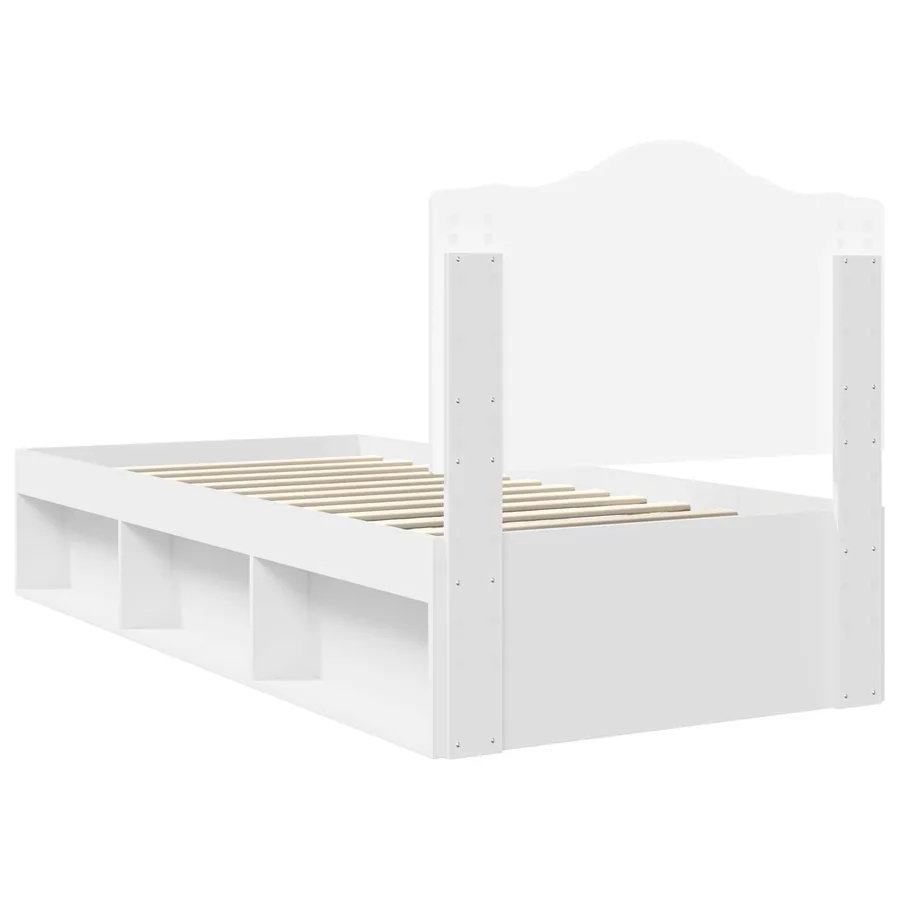 Cadre de lit avec tête de lit Blanc 75 x 190 cm Pin massif - 9
