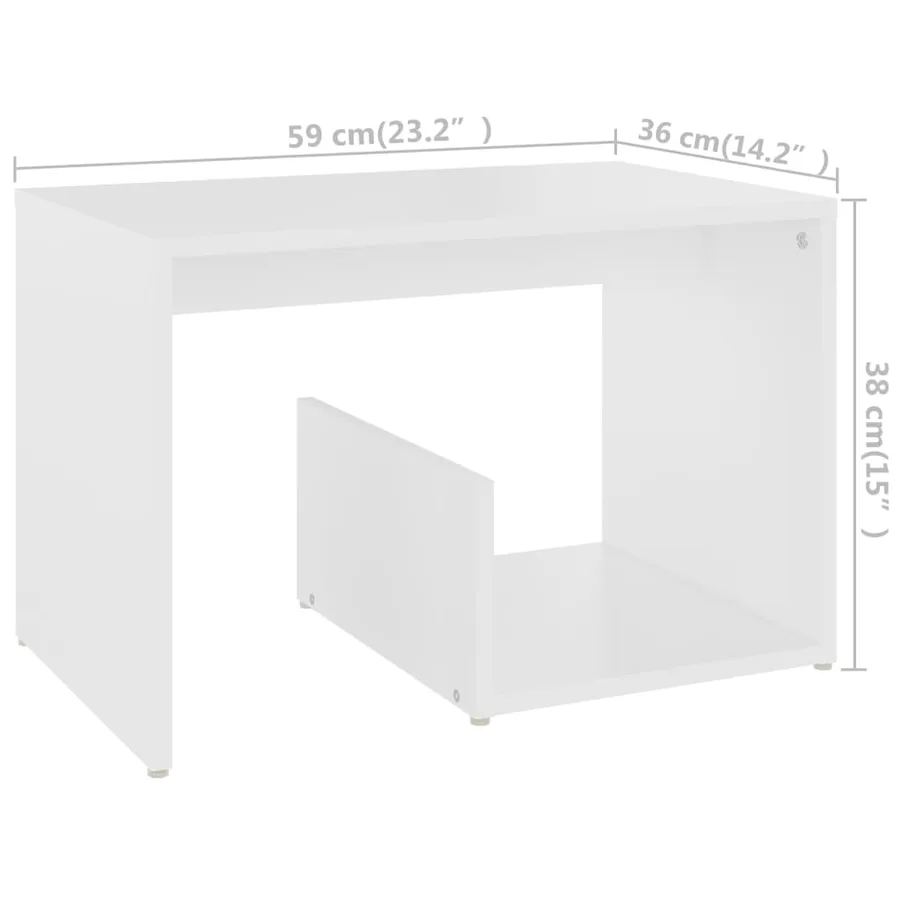 Table d'appoint blanc 59x36x38 cm bois d'ingénierie - 6