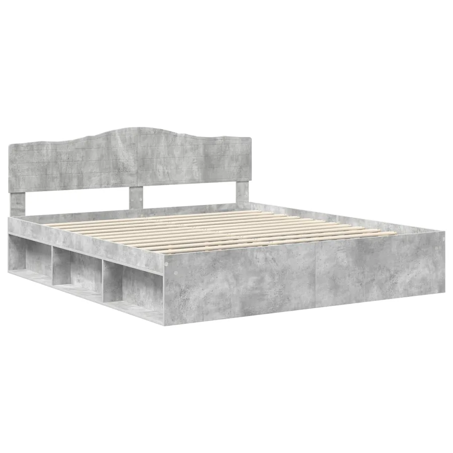 Cadre de lit Béton 180 x 200 cm Bois de pin massif - 4