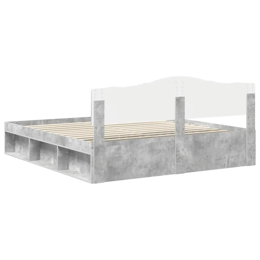 Cadre de lit Béton 180 x 200 cm Bois de pin massif - 9