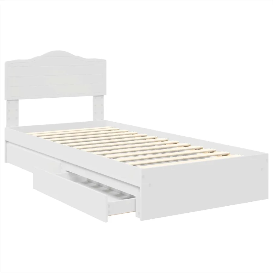 Lit de Rangement Blanc 70 x 190 cm Bois d'ingénierie - 5