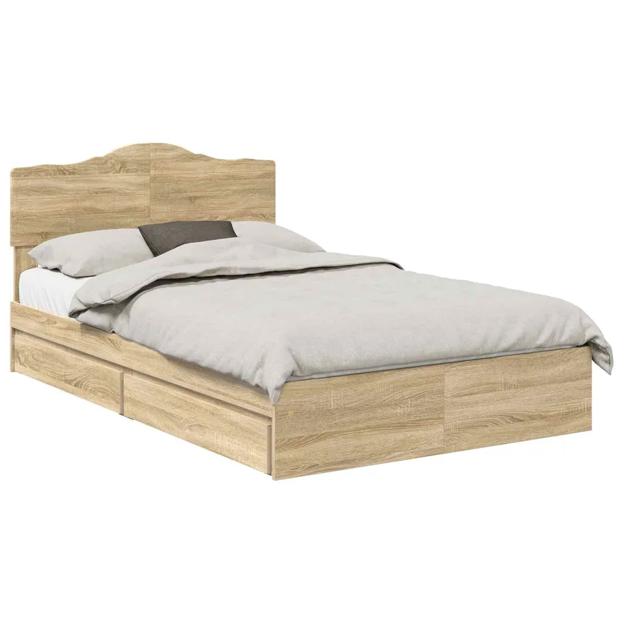 Lit de Rangement Chêne Sonoma 135 x 190 cm Bois d'ingénierie - 2