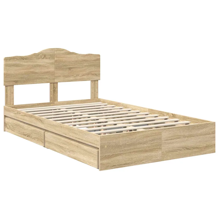 Lit de Rangement Chêne Sonoma 135 x 190 cm Bois d'ingénierie - 4