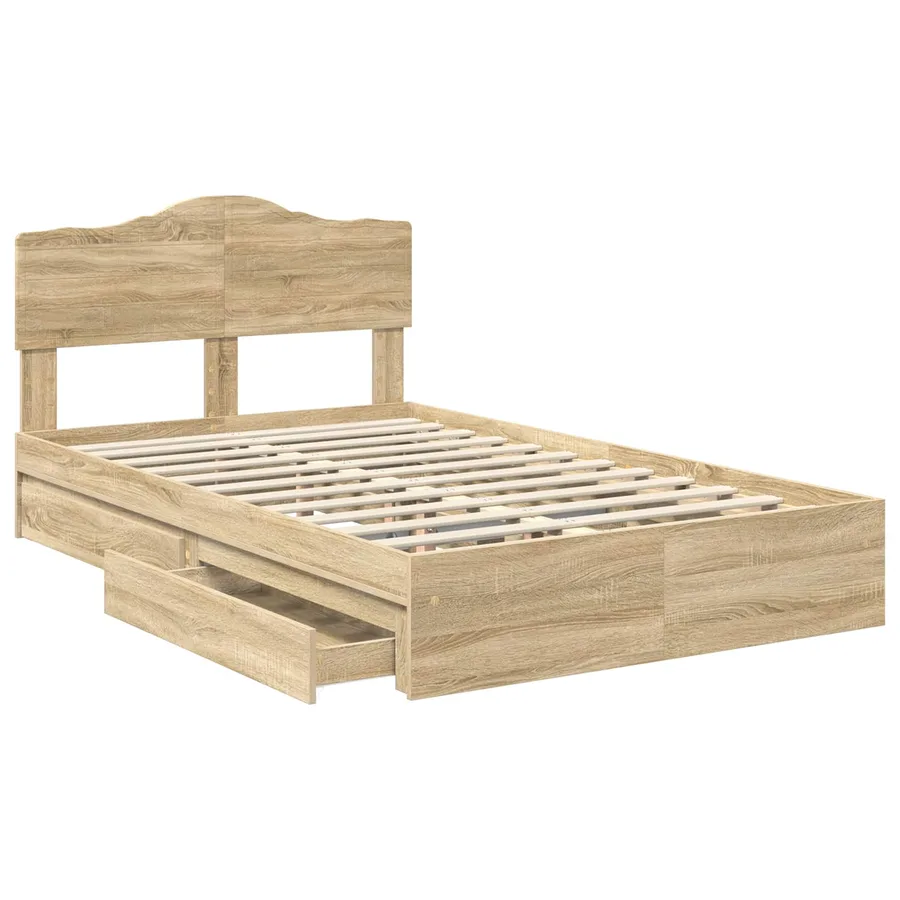 Lit de Rangement Chêne Sonoma 135 x 190 cm Bois d'ingénierie - 5