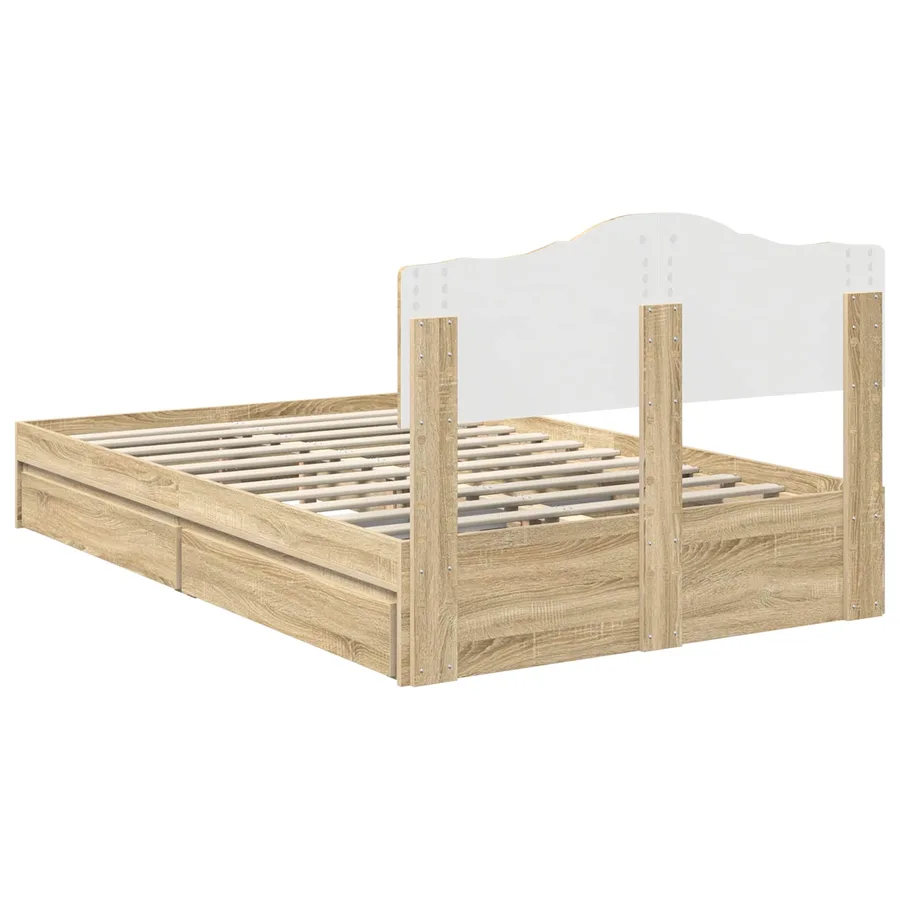 Lit de Rangement Chêne Sonoma 135 x 190 cm Bois d'ingénierie - 8