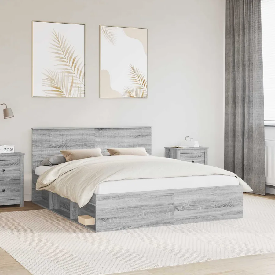 Cadre de lit Gris Sonoma 160 x 200 cm Pin massif