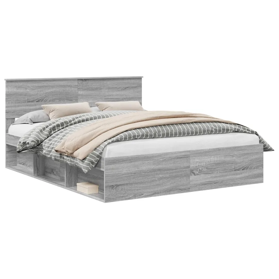 Cadre de lit Gris Sonoma 160 x 200 cm Pin massif - 2