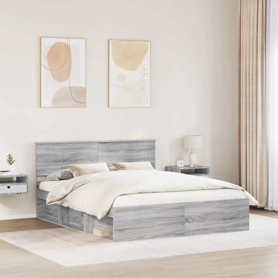 Cadre de lit Gris Sonoma 160 x 200 cm Pin massif - 3