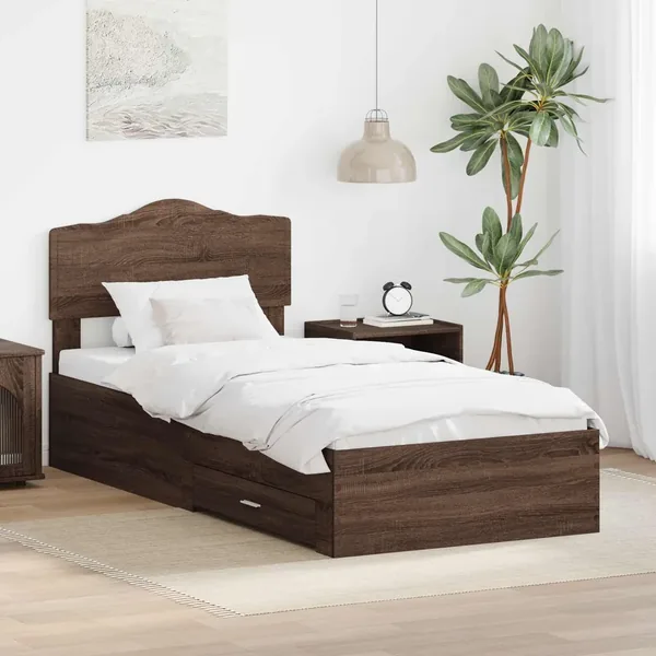 Cadre de lit Chêne brun 70 x 190 cm Bois d'ingénierie