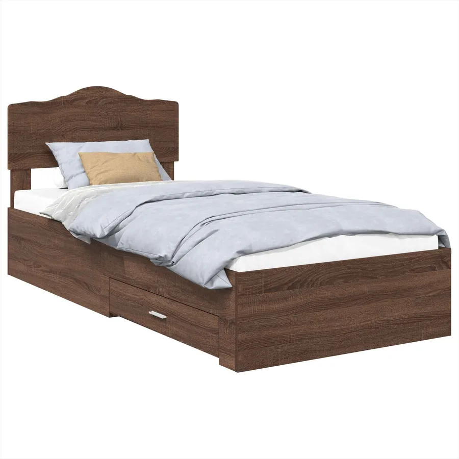 Cadre de lit Chêne brun 70 x 190 cm Bois d'ingénierie - 2