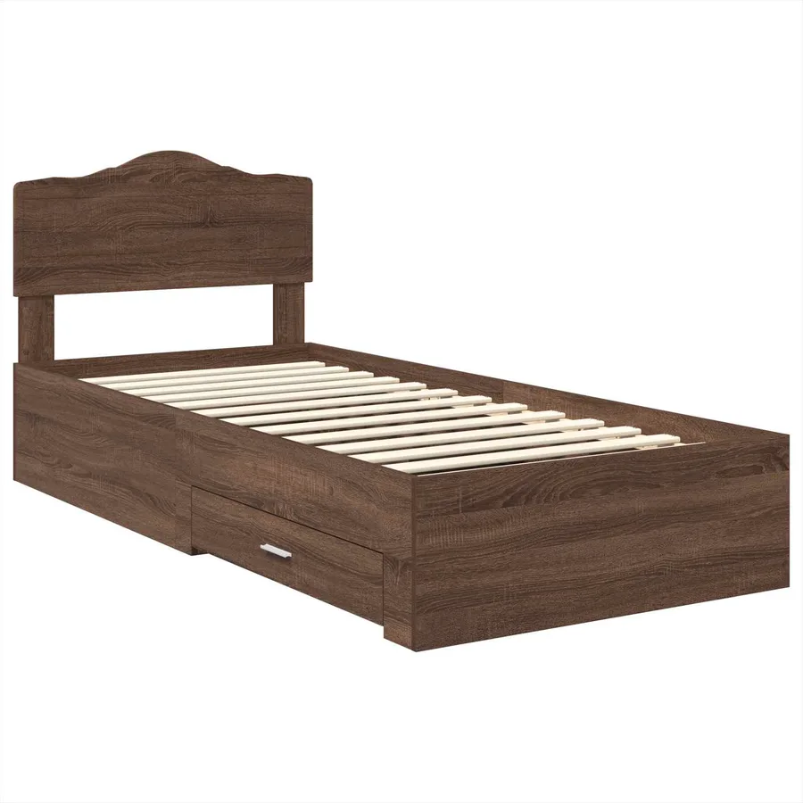 Cadre de lit Chêne brun 70 x 190 cm Bois d'ingénierie - 4