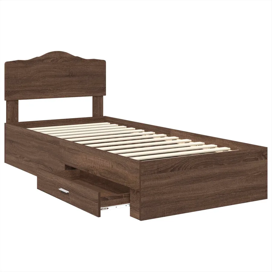 Cadre de lit Chêne brun 70 x 190 cm Bois d'ingénierie - 5
