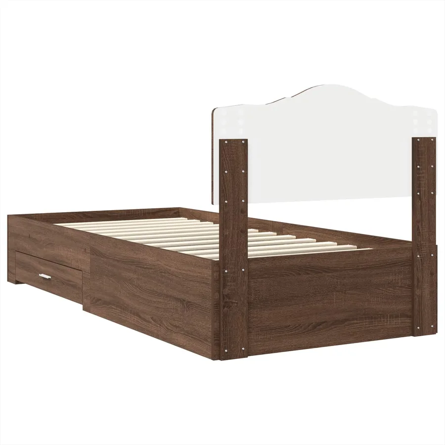 Cadre de lit Chêne brun 70 x 190 cm Bois d'ingénierie - 9