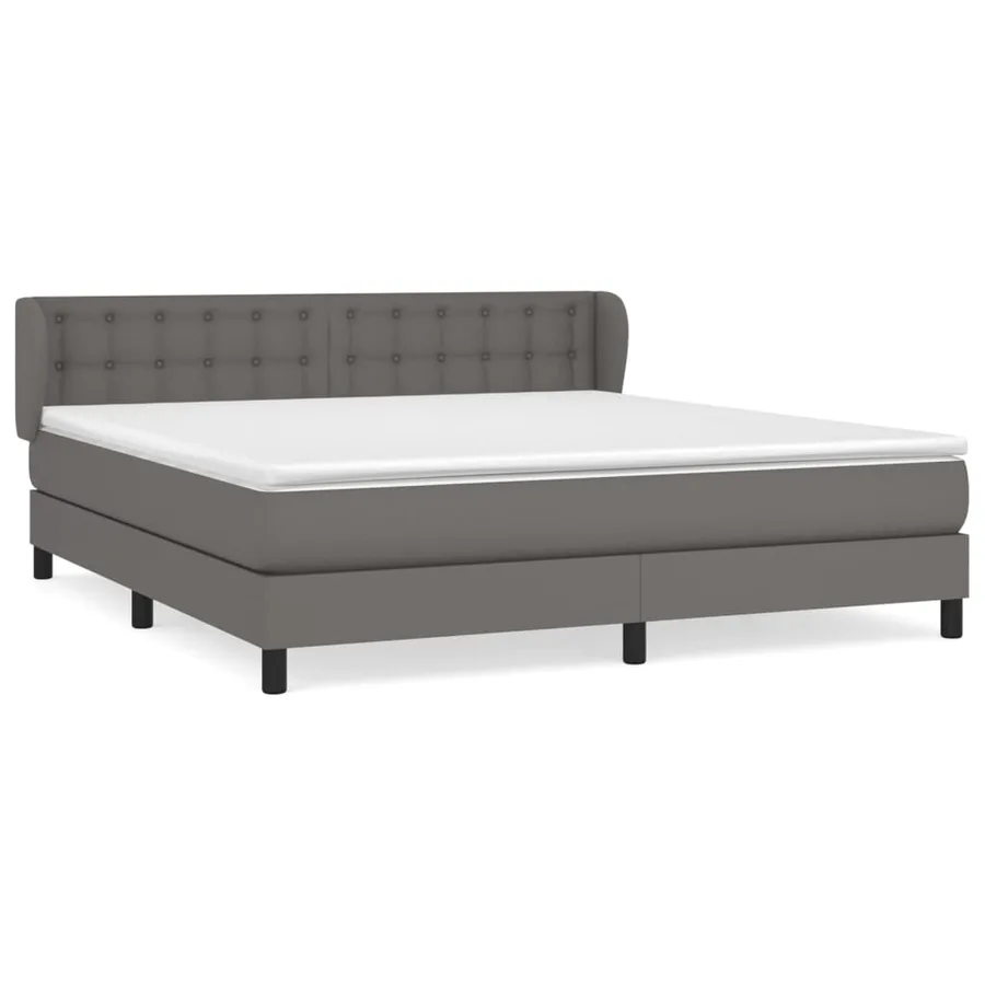 Sommier à lattes de lit avec matelas Gris 160x200 cm Similicuir - 2