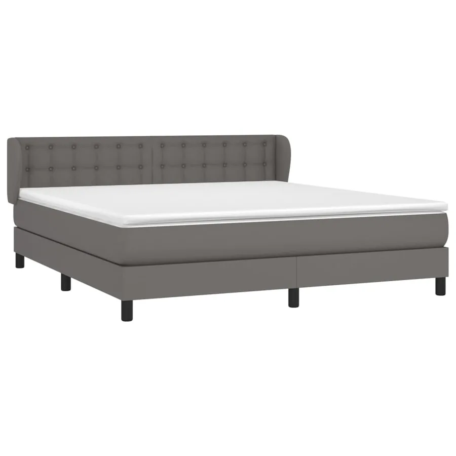 Sommier à lattes de lit avec matelas Gris 160x200 cm Similicuir - 3
