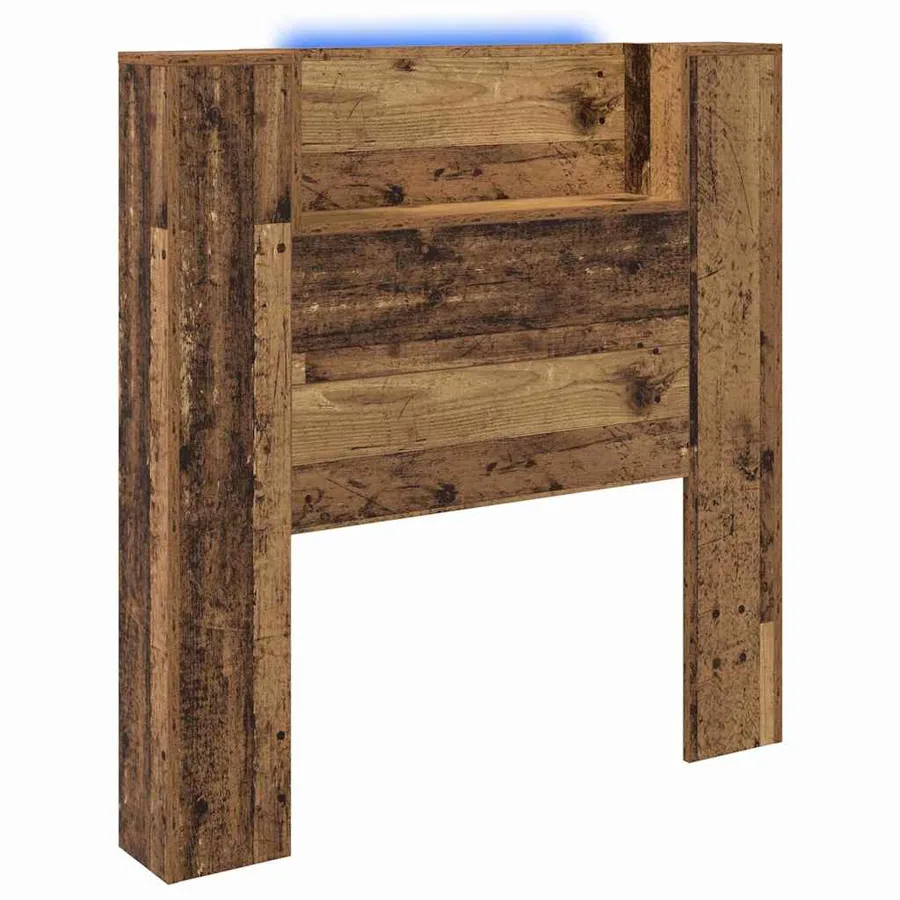 Tête de lit de rangement avec LED Bois ancien Bois d'ingénierie - 2
