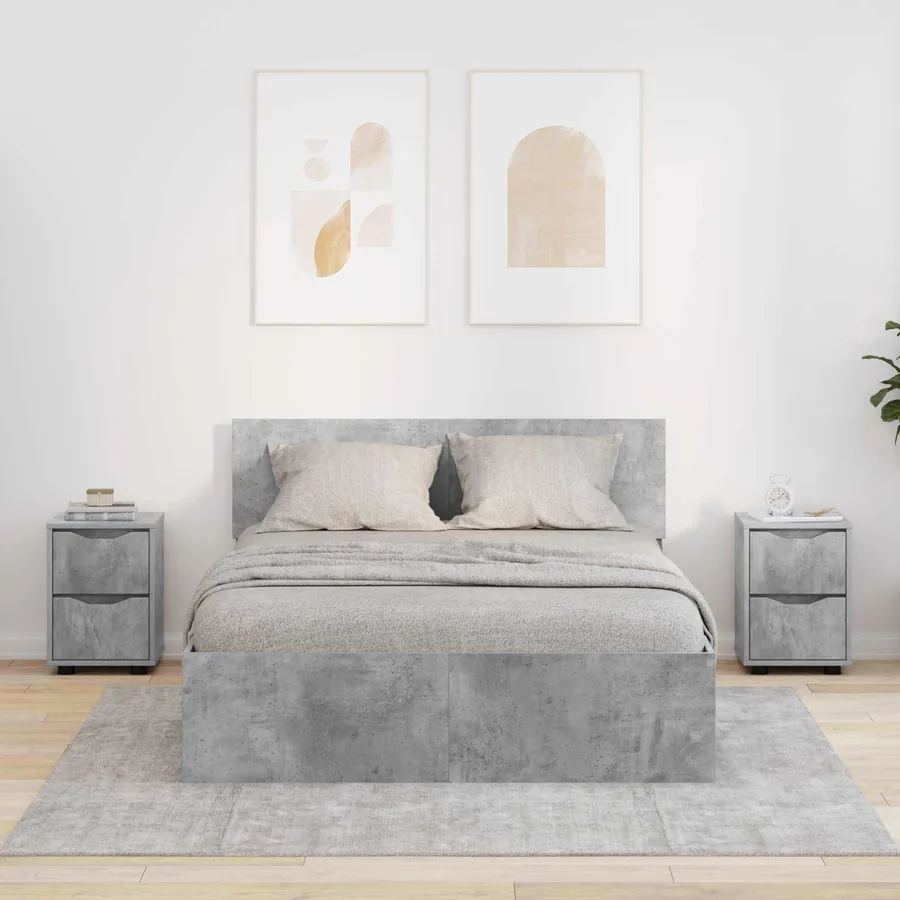 Tables de chevet avec tiroir 2 pcs Gris béton 30,5 x 30 x 43 cm