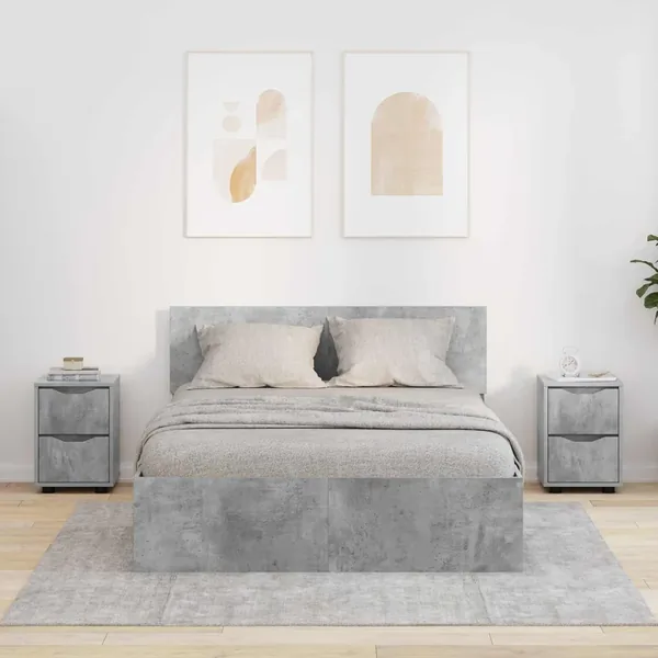 Tables de chevet avec tiroir 2 pcs Gris béton 30,5 x 30 x 43 cm