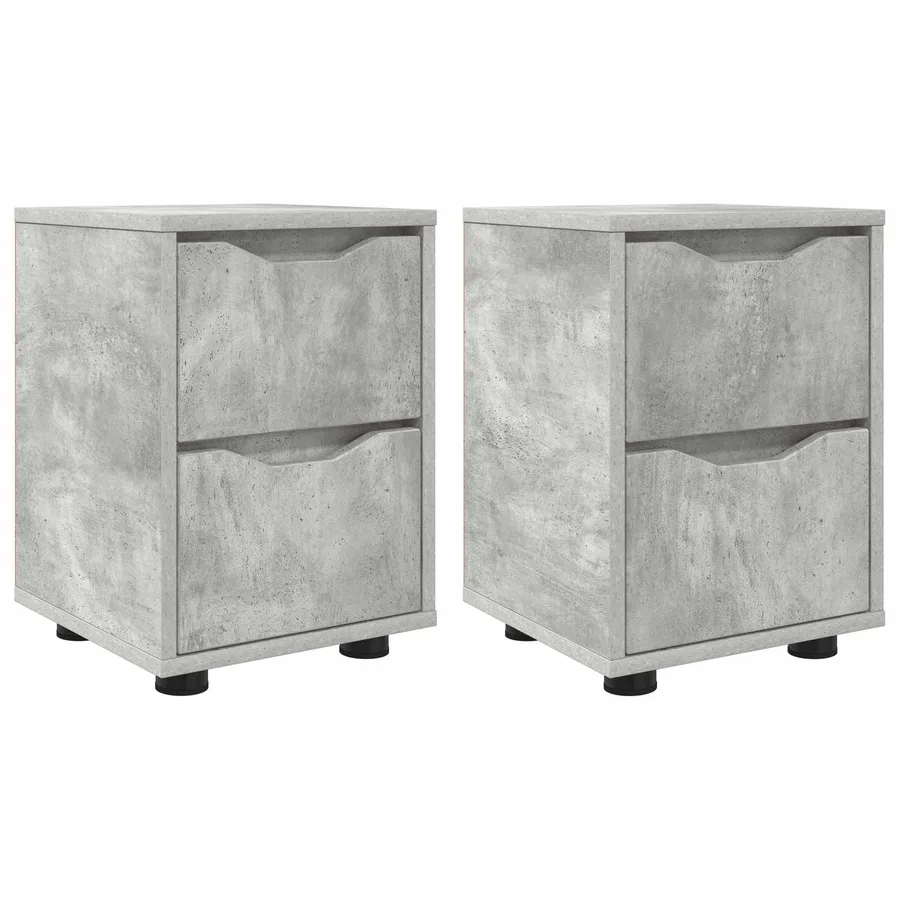 Tables de chevet avec tiroir 2 pcs Gris béton 30,5 x 30 x 43 cm - 2