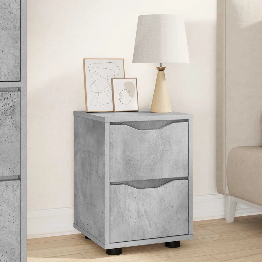 Tables de chevet avec tiroir 2 pcs Gris béton 30,5 x 30 x 43 cm - 4