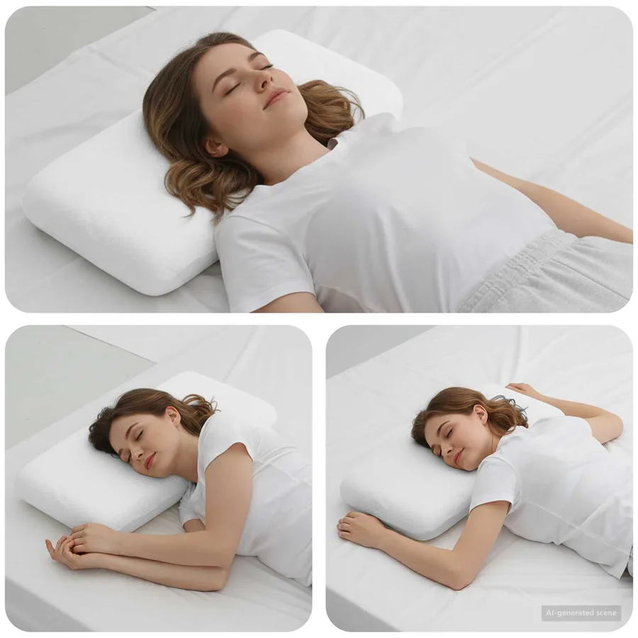 Coussin de sommeil Uni Blanc 70 x 36 x 13,5 cm
