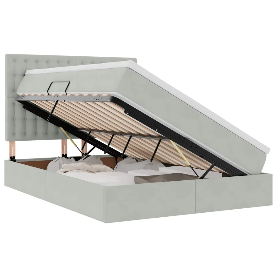 Lit de rangement LED avec matelas Gris clair 140 x 200 cm - 2