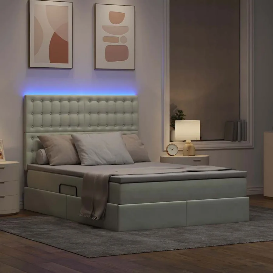 Lit de rangement LED avec matelas Gris clair 140 x 200 cm - 5