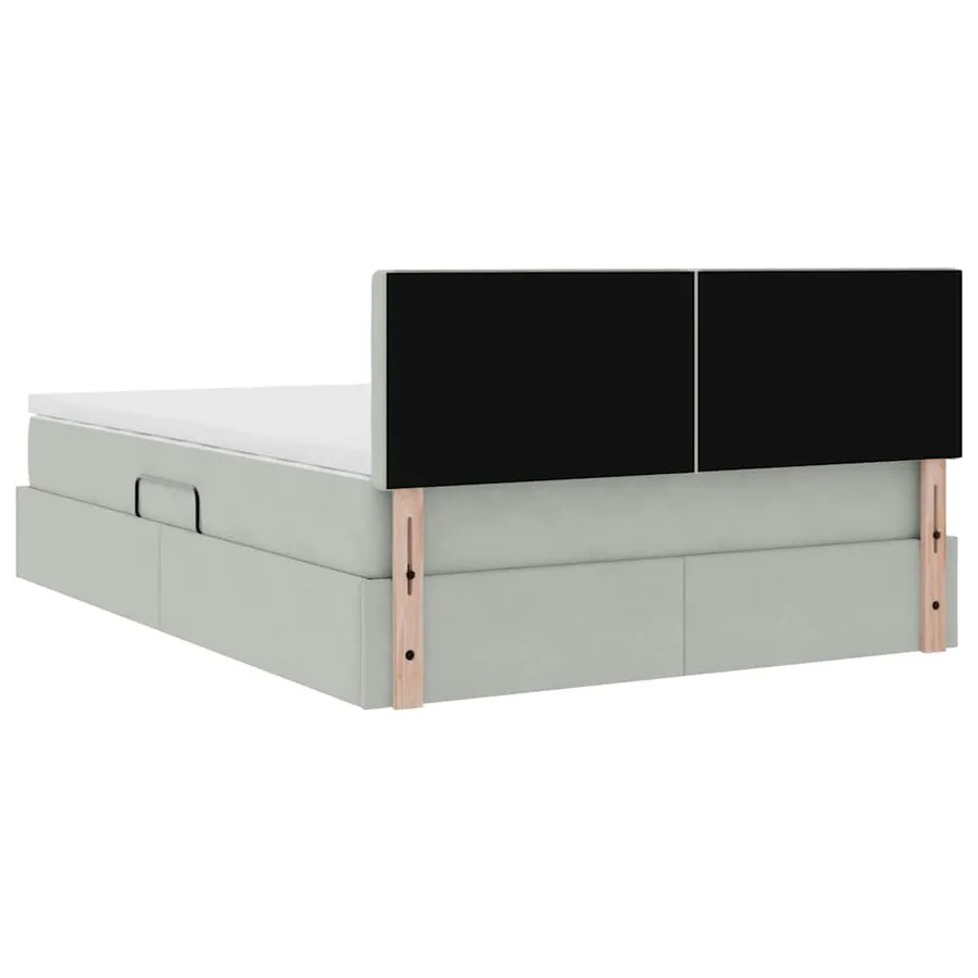 Lit de Rangement avec matelas Gris clair 140 x 200 cm Velours - 11