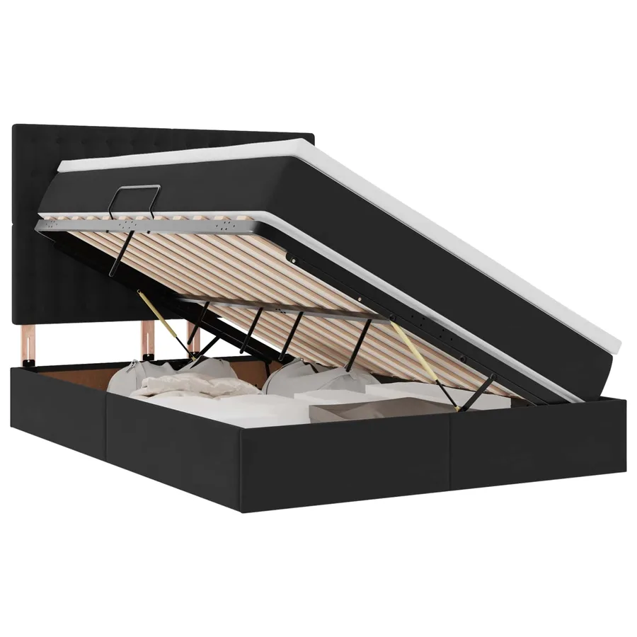 Lit avec rangement et matelas Noir 140 x 200 cm Velours - 2