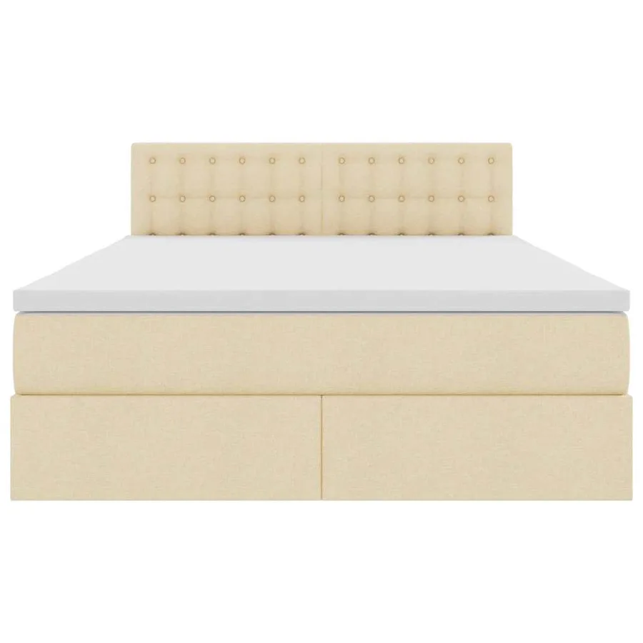 Lit avec rangement et matelas avec matelas Crème 140 x 200 cm - 7