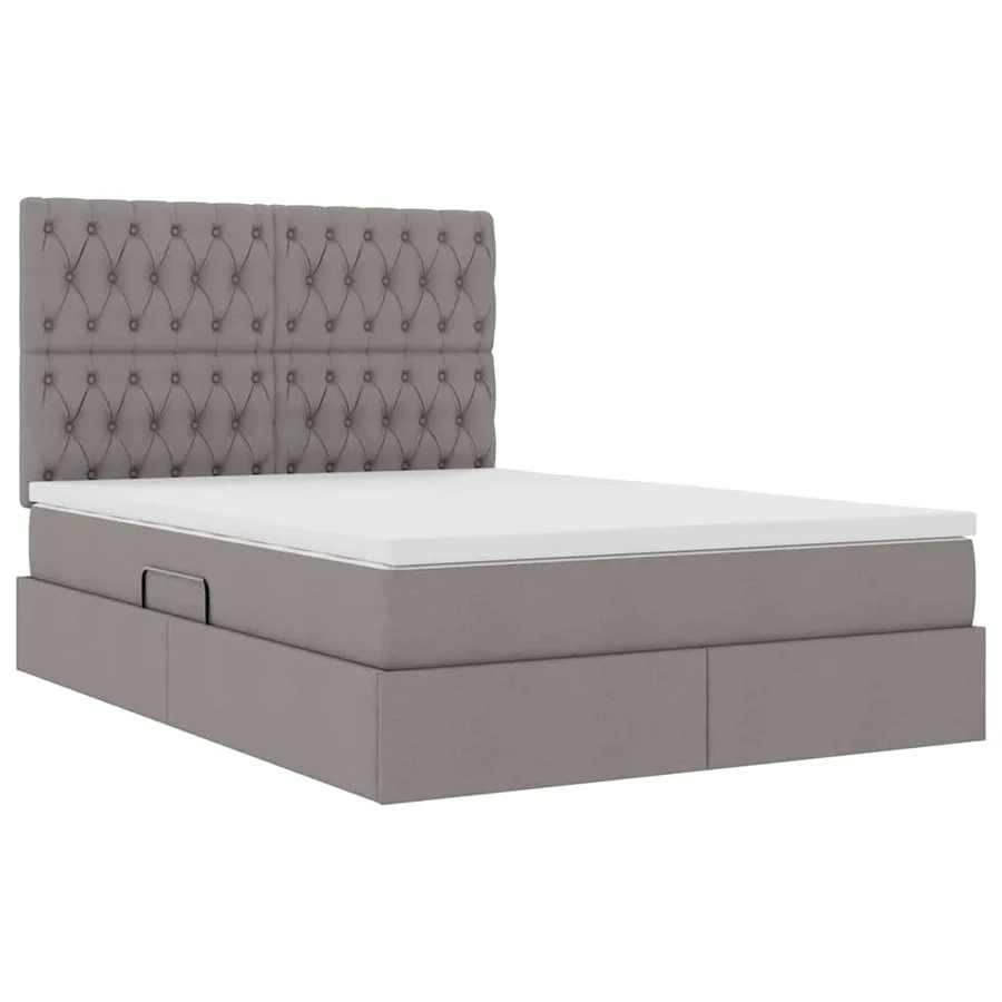 Lit de rangement LED avec matelas Taupe 140 x 200 cm Tissu - 6