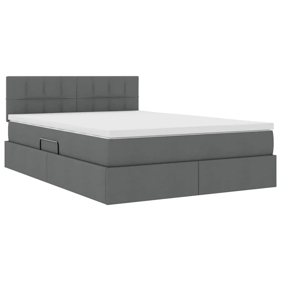 Lit de rangement LED avec matelas Gris foncé 140 x 200 cm Tissu - 6
